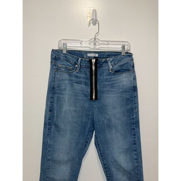 Good American Good Waist High-Rise Skinny Jeans Size 12/31 Distressed Hem Womens - Picture 3 of 12